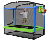 Zupapa Rectangle Kids Trampoline 6FT with Basketball Hoop and Safety Net for Toddlers Ages 3-6