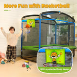 Zupapa Rectangle Kids Trampoline 6FT with Basketball Hoop and Safety Net for Toddlers Ages 3-6