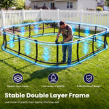 Zupapa Square Rectangle Trampoline 2000LBS Capacity No-Gap Design 14X14FT Outdoor Trampoline with Safety Net, Non-Slip Ladder Perfect for Backyard Fun