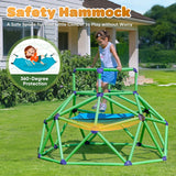 Zupapa 6ft Monkey Bars Climbing Dome with Hammock, Sturdy & Easy Assembly Jungle Gym with Hammock for Kids
