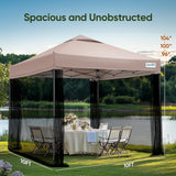Quictent 10x10 Pop Up Screened Canopy Tent with Netting | Instant Setup for 1 Person, Beige
