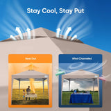 Quictent 10x10FT Pop Up Canopy Tent Without Sidewall | Instant Setup Gazebo for 1 Person, Beige