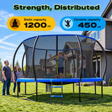 ORCC 1200LBS Weight Capacity Trampoline 16 15 14 12 10 8FT Without Basketball Hoop Water Sprinkler Spiral Ground Stakes Outdoor Yard Trampolines for Kids Adults