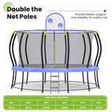 Zupapa 1800LBS Weight Capacity 2025 Double Frames Trampoline with No-Gap Design Curved Poles 12FT Trampolines for Kids with Enclosure Net Outdoor Trampolin for Children Adults Family