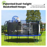 Zupapa 1800LBS Weight Capacity 2025 Double Frames Trampoline with No-Gap Design Curved Poles 12FT Trampolines for Kids with Enclosure Net Outdoor Trampolin for Children Adults Family