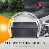 Quictent 100 Gallon Heavy Duty Metal Deck Box, Waterproof Outdoor Storage Box with Lockable Lid & Wheels