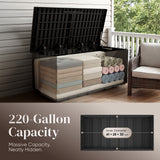 Quictent 220 Gallon Heavy Duty Resin Deck Box, Weatherproof Waterproof Outdoor Storage Bench