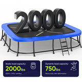 Square Rectangle Trampoline 2000LBS Capacity No-Gap Design 14X14FT Outdoor Trampoline with Safety Net and Non-Slip Ladder 10-Year Quality Assurance Perfect for Backyard Fun