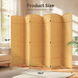 JOSTYLE Rattan Room Divider, 6-Panel Folding Privacy Screen 6ft. Extra Wide