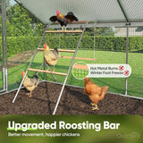 Quictent 12x9x6.6ft Large Metal Chicken Coop Run With Perch & Swing