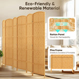 JOSTYLE Rattan Room Divider, 6-Panel Folding Privacy Screen 6ft. Extra Wide