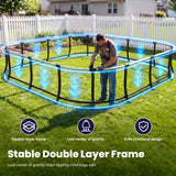 Square Rectangle Trampoline 2000LBS Capacity No-Gap Design 14X14FT Outdoor Trampoline with Safety Net and Non-Slip Ladder 10-Year Quality Assurance Perfect for Backyard Fun