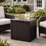 Quictent 28 Gallon Resin Deck Box, Weatherproof Waterproof Outdoor Storage Bench