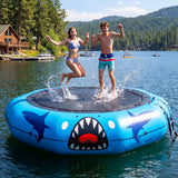 Zupapa Inflatable Water Trampoline 10 12 14FT with Pump Steel Anchors & Ladder for Lake Pool Ocean, Heavy Duty Jumping Platform for Family & Adults