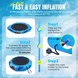 Zupapa Inflatable Water Trampoline 10 12 14FT with Pump Steel Anchors & Ladder for Lake Pool Ocean, Heavy Duty Jumping Platform for Family & Adults