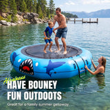 Zupapa Inflatable Water Trampoline 10 12 14FT with Pump Steel Anchors & Ladder for Lake Pool Ocean, Heavy Duty Jumping Platform for Family & Adults