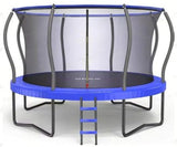 ORCC Kids Trampoline, 1200LBS Weight Capacity Trampoline 16 15 14 12 10 8FT with Basketball Hoop Water Sprinkler Spiral Ground Stakes Outdoor Yard Trampolines for Kids Adults 12FT