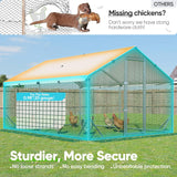 Quictent 12x9x6.6ft Large Metal Chicken Coop Run With Perch & Swing
