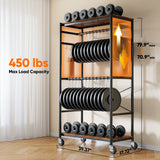 HOKEEPER Heavy Duty Rolling Garment Rack, Wood & Metal Clothing Rack with Shelves & Double Hanging Rods, Adjustable Height Freestanding Wardrobe for Bedroom, Closet Organizer, Max Load 450 LBS