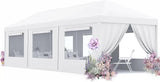 Quictent 10x20 Heavy Duty Party Tent with 4 Removable Mesh Windows & Ventilation - Waterproof Outdoor Canopy Tent for Weddings, Backyard Events, Shelter, UV Protection (White)