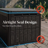 Quictent 120 Gallon Heavy Duty Resin Deck Box, Weatherproof Waterproof Outdoor Storage Bench