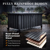 Quictent 100 Gallon Heavy Duty Metal Deck Box, Waterproof Outdoor Storage Box with Lockable Lid & Wheels