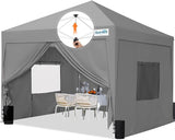 Quictent Privacy 10x10 Pop Up Canopy with 4 Sidewalls & Mesh Windows, Gray