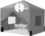 Quictent Privacy 8x8 Pop Up Canopy with 4 Sidewalls & Mesh Windows, Gray