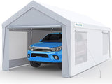 Quictent 12x20 ft Heavy Duty Carport, Outdoor Garage Canopy Tent with Roll-up Ventilated Windows & Sidewalls, White