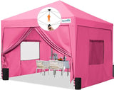 Quictent Privacy 8x8 Pop Up Canopy with 4 Sidewalls & Mesh Windows, Pink