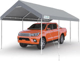 Quictent 10x20 ft Heavy Duty Carport Canopy Galvanized Car Tent with Reinforced Structure & Hanging Edge, Gray