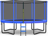 JUPA Trampoline 8FT 10FT 12FT 14FT, Outdoor Tramp with Enclosure Net, 410LBS Yard Trampoline for Kids - Recreational Anti-Rust Trampolin for Kids and Adults with Ladder