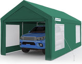 Quictent 12x20 ft Heavy Duty Carport, Outdoor Garage Canopy Tent with Roll-up Ventilated Windows & Sidewalls, Green