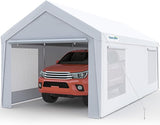 Quictent 10x20 ft Heavy Duty Carport, Outdoor Garage Canopy Tent with Roll-up Ventilated Windows & Sidewalls, White