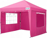 Quictent Pop up Canopy Tent 10'x10' with 4 Detachable Window Sidewalls, Pink