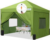 Quictent Privacy 8x8 Pop Up Canopy with 4 Sidewalls & Mesh Windows, Green