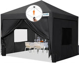 Quictent Privacy 10x10 Pop Up Canopy with 4 Sidewalls & Mesh Windows, Black
