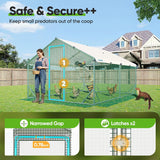 Quictent 12x9x6.6ft Large Metal Chicken Coop Run With Perch & Swing