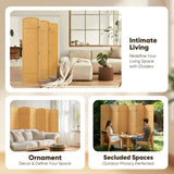 JOSTYLE Rattan Room Divider, 6-Panel Folding Privacy Screen 6ft. Extra Wide