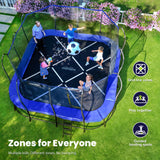 Square Rectangle Trampoline 2000LBS Capacity No-Gap Design 14X14FT Outdoor Trampoline with Safety Net and Non-Slip Ladder 10-Year Quality Assurance Perfect for Backyard Fun