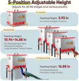 Quictent 100-140 Lbs Chicken Feeder, 3-Compartment Galvanized Metal Poultry Feeder with Adjustable Height Legs, 8 Feeding Ports No Waste Rat Proof Automatic Gravity Feeder