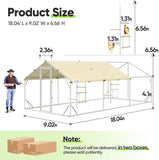Quictent 18x9x6.6ft Metal Chicken Coop Run with 2 Set Perch & Swing, Elite Series Large Walk-in Outdoor Poultry Cage Heavy Duty Predator Proof Hen Duck Rabbit Farm Pen House, Waterproof Anti-UV Cover