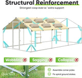 Quictent 18x9x6.6ft Metal Chicken Coop Run with 2 Set Perch & Swing, Elite Series Large Walk-in Outdoor Poultry Cage Heavy Duty Predator Proof Hen Duck Rabbit Farm Pen House, Waterproof Anti-UV Cover