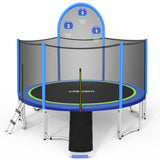 Zupapa 1500LBS Weight Capacity No-Gap Design 16 15 14 12 10FT Trampoline with Safety Enclosure Net and Non-Slip Ladder 10-Year Quality Assurance Perfect for Kids Family Outdoor Backyard Fun