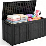 Quictent 100 Gallon Heavy Duty Resin Deck Box, Waterproof Outdoor Storage Bench