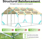 Quictent 12x9x6.6ft Metal Chicken Coop Run with Perch & Swing, Elite Series Large Walk-in Outdoor Poultry Cage Heavy Duty Predator Proof Hen Duck Rabbit Farm Pen House, Waterproof Anti-UV Cover