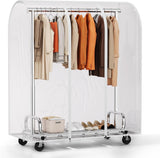HOKEEPER Clothes Rack with Cover Clothing Racks for Hanging Clothes Heavy Duty Garment Rack, Adjustable Coat Rack with Lockable Wheels, Portable Closet for Bedroom, Living Room Laundry, Balcony