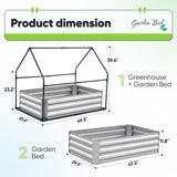 Quictent Raised Garden Bed with Cover Outdoor Galvanized Steel Planter Box Kit with Greenhouse Large Zipper Window Dual Use, 20pcs T-Type Tags & 1 Pair of Gloves Included 4x2.5x1 FT, Clear