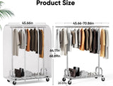 HOKEEPER Clothes Rack with Cover Clothing Racks for Hanging Clothes Heavy Duty Garment Rack, Adjustable Coat Rack with Lockable Wheels, Portable Closet for Bedroom, Living Room Laundry, Balcony