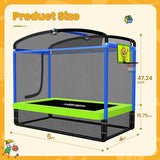 Zupapa 4X6FT Rectangle Trampoline with Basketball Hoop, and Safety Net - Indoor/Outdoor Kids Trampoline for Toddlers Ages 3-6, 220LBS Capacity, Heavy-Duty Galvanized Steel Frame